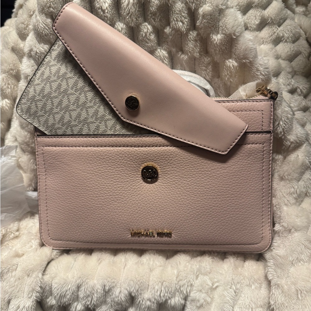 Michael Kors Blush Pink and Gray Clutch